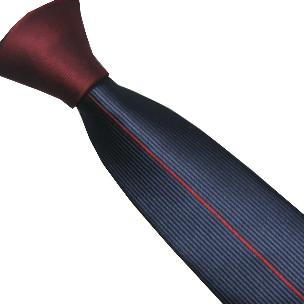 

LAMMULIN Men's Suit Ties Burgundy Red Knot Contrast Blue With Burgundy Red Vertical Striped Necktie Microfiber Skinny Tie 6cm