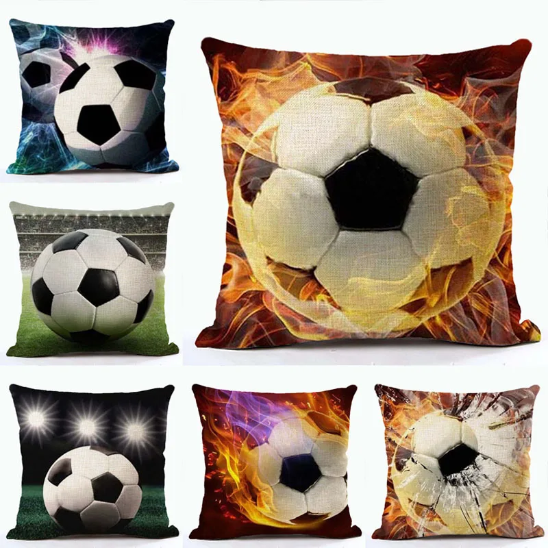 Hot Football Game top Decorative Cotton Linen Cushion Cover Football
