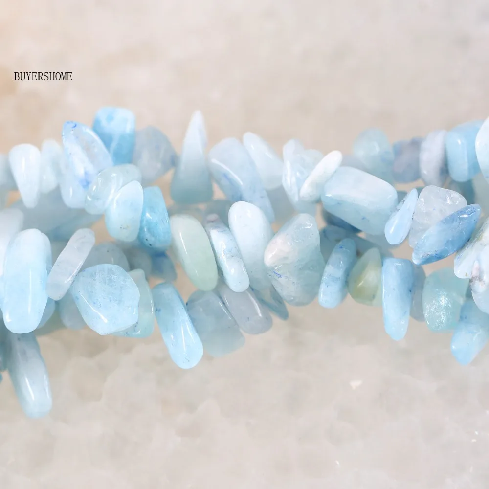 

Free Shipping Natural Stone 5x8MM Light Blue Aquamarin Chip Loose Beads For Making Jewelry String 35" S055