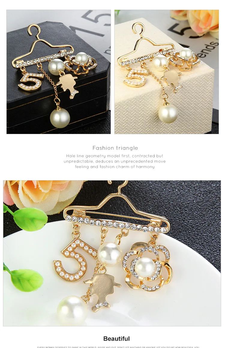 Pin Crystal Tassel Rhinestone Hanger dangle CC 5 women Flower Golden Plated For Women Brooch pin jewelry gift16