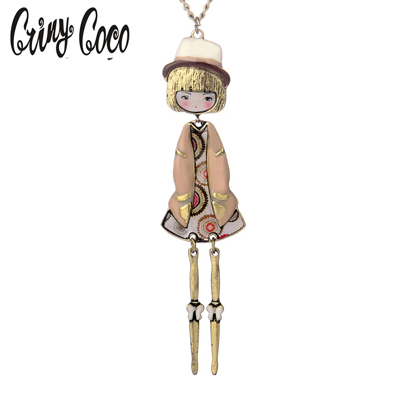 

2017 New Brand Girl Enamel Necklaces Pendants Alloy Long Necklaces & Pendants For Women Charm Party Gift Trendy Necklace