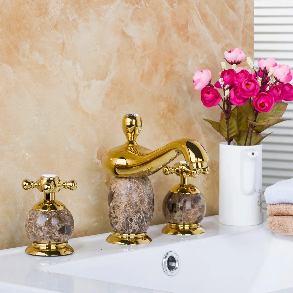 

Luxury European Construction & Real Estate Deck Mounted Polished Golden 3PCS Set Bathtub Shower Basin Mixer Tap Faucet