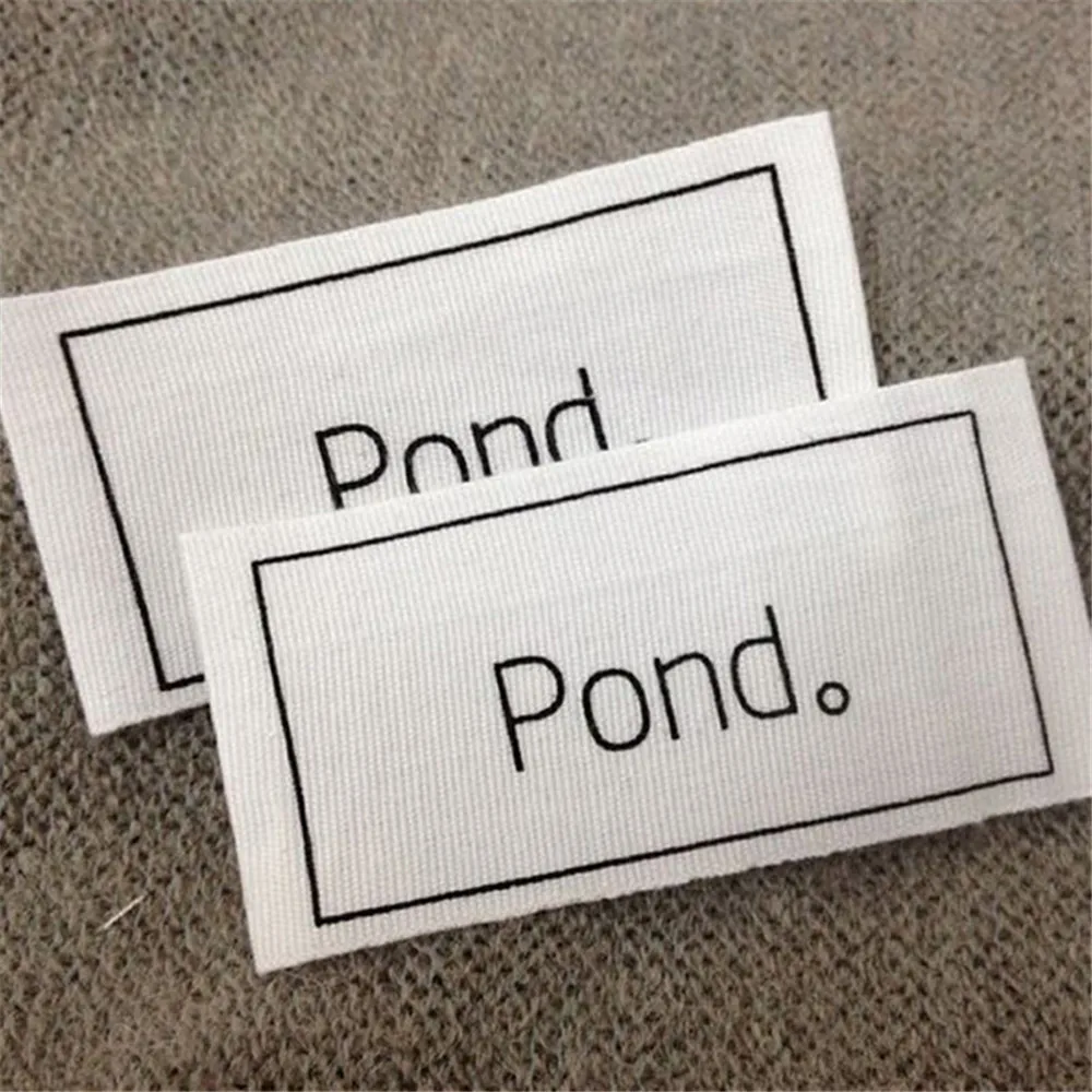 1000pcs Custom End Fold White Cotton Clothing Labels Customize Printed