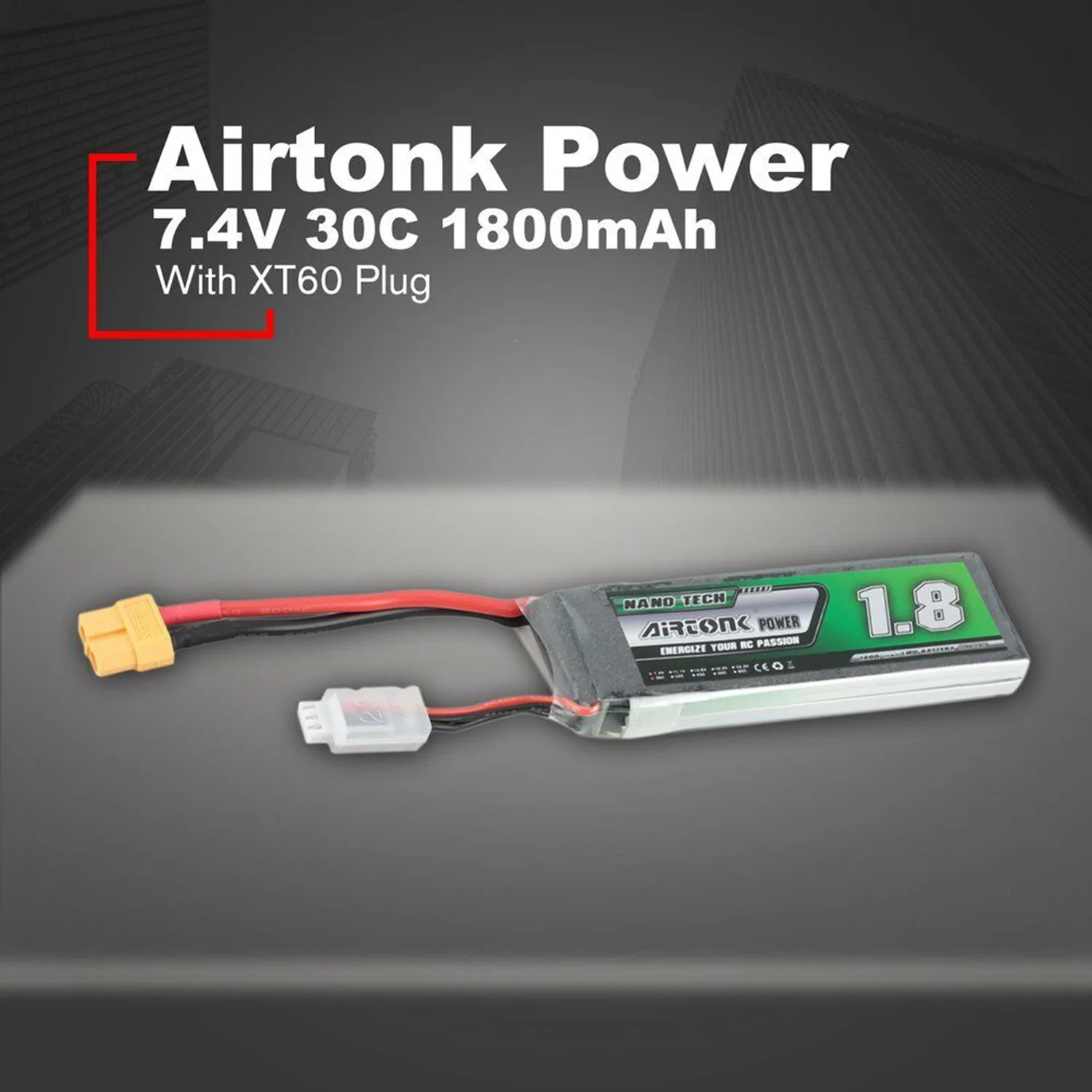 Airtonk 7,4 V 1800Mah 30C 2S 1P Lipo батарея Xt60 разъем для радиоуправляемого дрона автомобиля