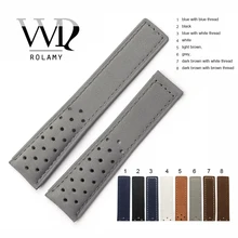 Ремешок для часов Rolamy 20 22 мм из натуральной телячьей кожи Серый замшевый ремешок винтажный сменный ремешок для наручных часов кожаный ремешок для часов