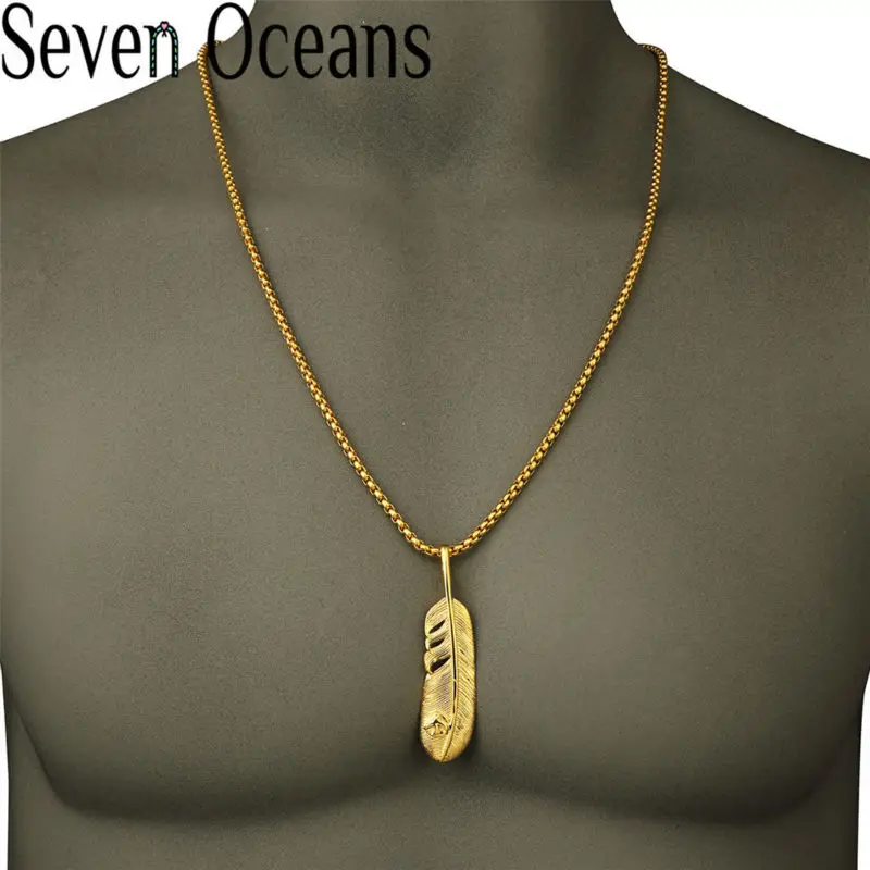  Titanium Steel Jewelry Eagle Feathers Unique Necklace Wings Charm Jewelry Goro Engraved Vintage Jewellery Piece Chain Pendant (8)