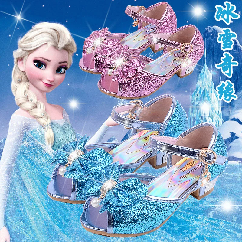 2018 дети принцесса сандалии для девочек Свадебные Туфли модельные туфли на высоком каблуке обувь для вечеринок для девочек розовый синий