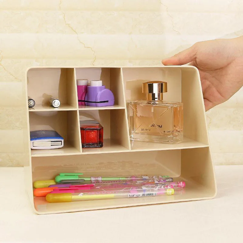 1 Pcs Simple Makeup Organizer 6 Grid Plastic Storage Box Home Gadget Cosmetics Desktop Finishing Organizador 2019 HOT SALE