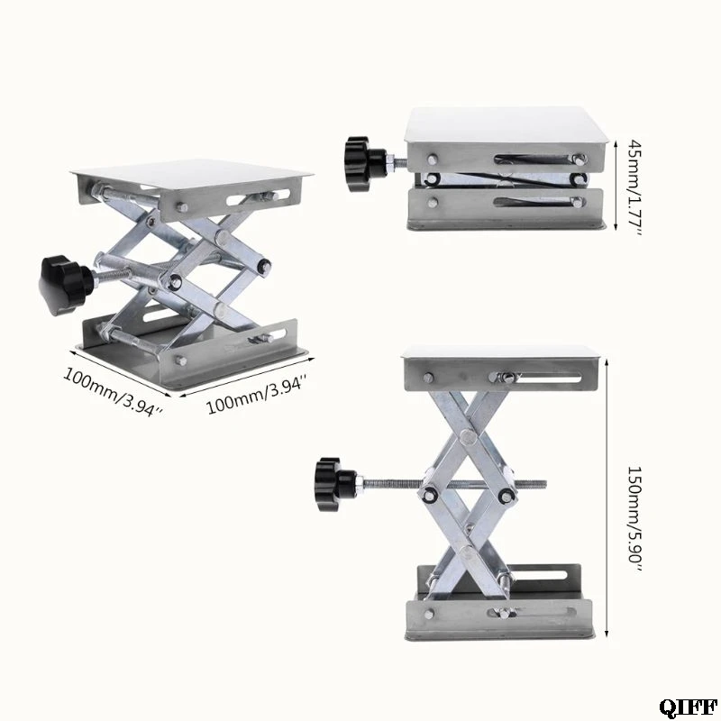 Лабораторная подъемная платформа стойка ножничный домкрат скамейка подъемный стол лаборатория 100x100 мм нержавеющая сталь MAY28