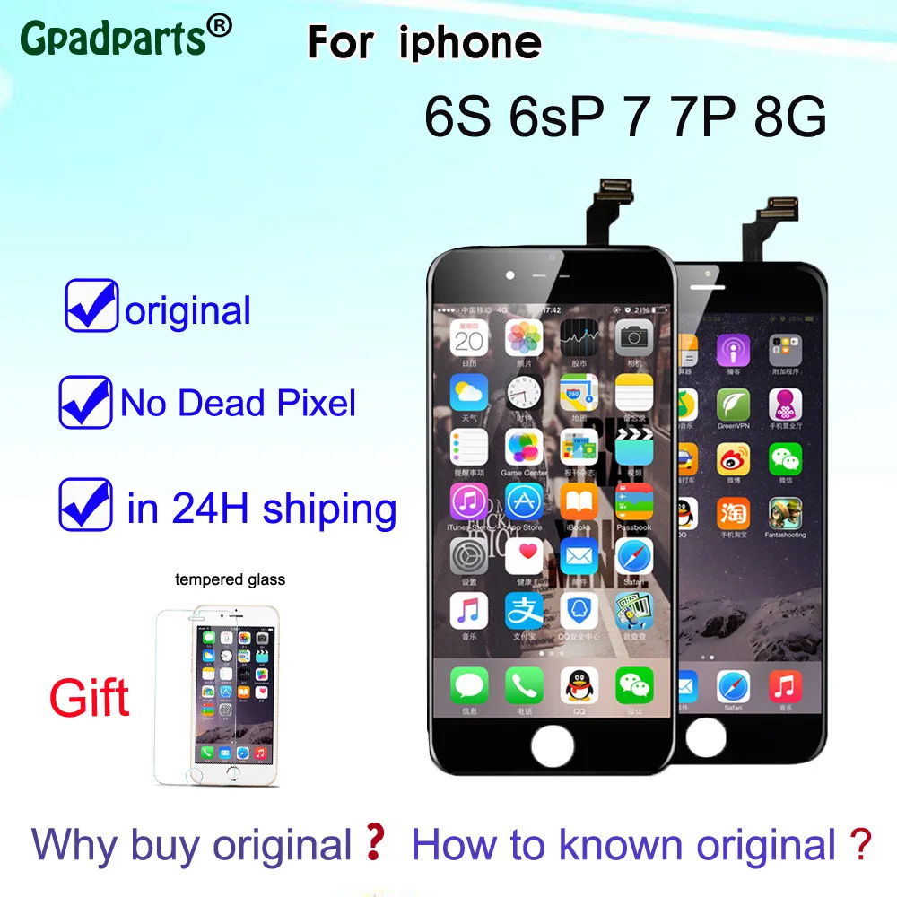 

100% Original LCD for iPhone 6S 6sP 7 7 plus 8 pantalla LCD Display + touch screen digitizer Assembly 3D Touch Screen with logo
