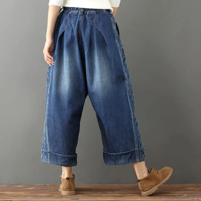 Джинсы женские винтажные свободные с эластичной талией|wide leg pants jeans|jeans ladypants jeans |