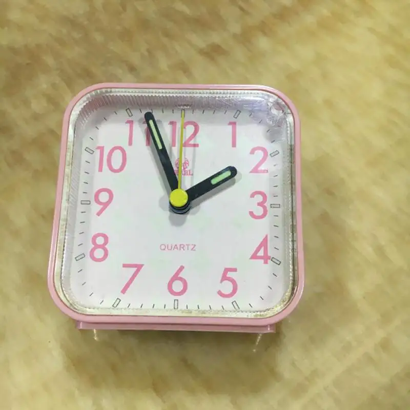 Alarm Clock Square Small Bedside Travel Mute Alarm Clock Cute Portable Cute creative fashion student small clock Battery Operate