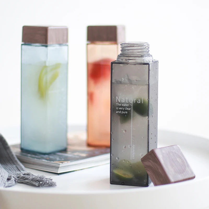 Новое поступление Короткие пластиковые кружки с крышками в Корейском стиле Студенческая портативная прозрачная бутылка для воды чашка для фруктового сока посуда для напитков