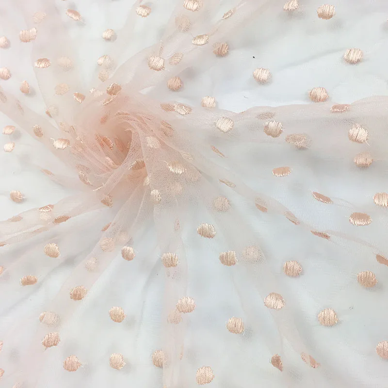 

2Yards Polka Dot Embroidered Tulle Mesh Lace Fabric In Blue Pink Gauze Lace Fabric For Evening Dress Party Decoration