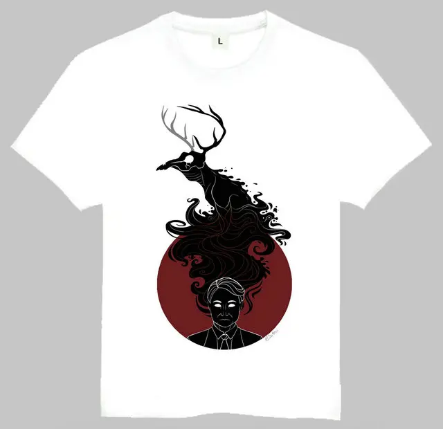 Free Shipping America Drama Hannibal Printing T Shirt Fashion Hannibal Lecter Elk Top Tees