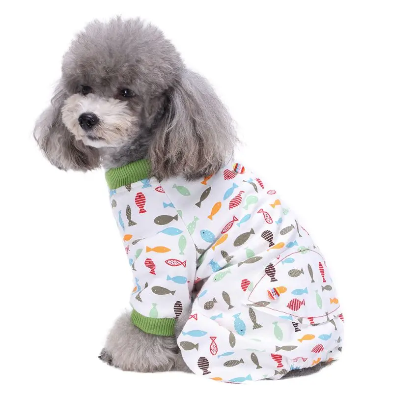 Dogs Cats Cotton Pajamas Pet Summer Clothes Cute Strawberry Spots Fish ...