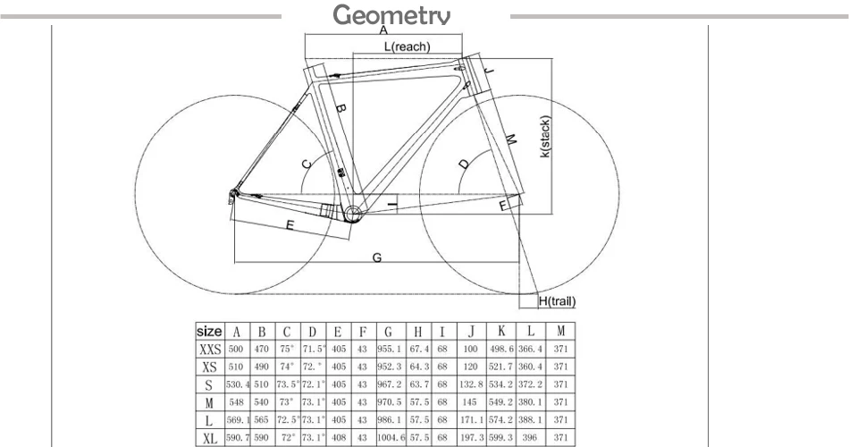 super light carbon road frame geometry
