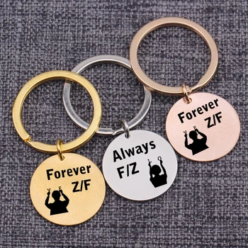 

Car Key Tag Bag Charm Lovers Gift For Couples Always Forever Keychain Custom Name Initial Letter Valentine`s Day Stainless Steel