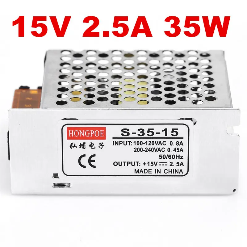 

10 PCS 15V 2.5A 35W Switching Power Supply 15V2.5A Driver for LED Strip AC100-240V Input to DC 15V Power Supply