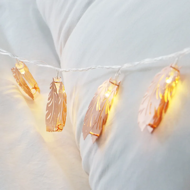 

1PC 1.5M 10LED Fairy Leaf Feather Shaped Natal Light String Christmas decorations for home Wedding Xmas Party Room decor