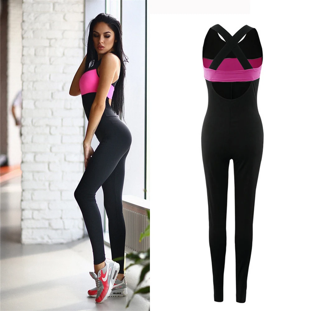 

Sport Suit Women Jumpsuits Running Yoga Backless Gym Running Sets Sportswear Leggings Tight Tracksuit Workout Sports Clothing