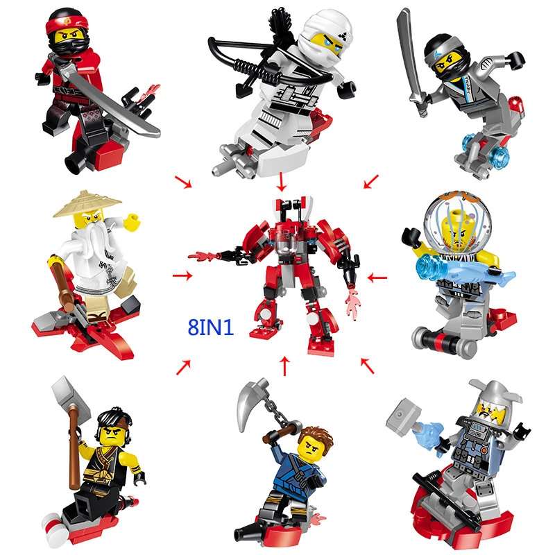 

NEW 8pcs Advanced Ninja Set Kai Jay Cole Zane Nya Lloyd Weapons NINJA Figure Blocks Toys Compatible NinjagoINGlys 8in1