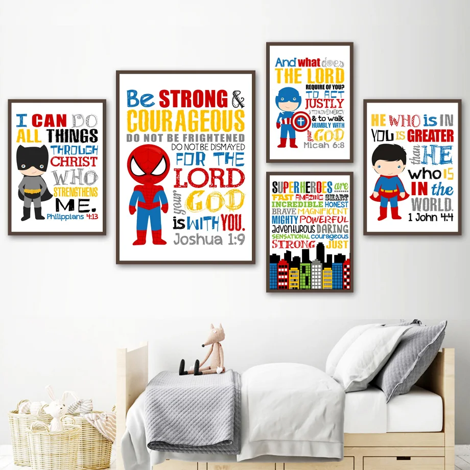 

Superhero Batman Superman Wall Art Canvas Painting Nordic Posters And Prints Wall pictures For Kids Room Decor