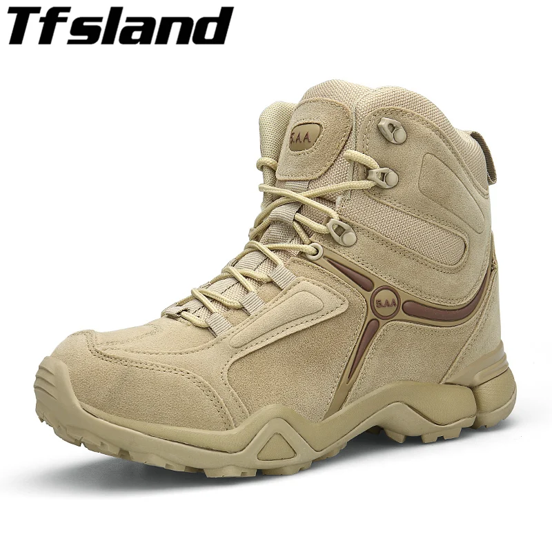 Kopen 2018 Winter Mannen Militaire Tactische Combat Boots Mannelijke Sport Outdoor Army Desert Snowboots Wandelschoenen Leer trekking Sneakers