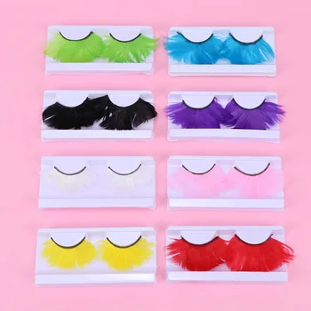 

1 Pair Woman Exaggeration Colorful Feather False Eyelashes Handmade Party Make Up Tools Thick Long Extension False Eyelashes