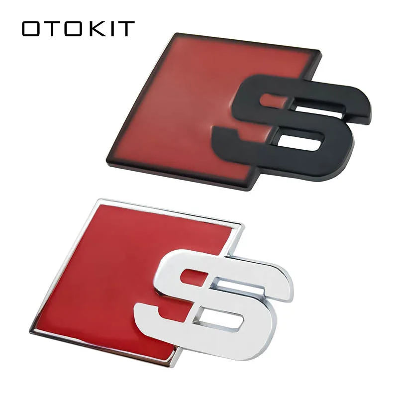 3D Metal S Sline Emblem Badge Car Sticker Red Front Rear Boot Door Side Fit For Audi Quattro VW TT SQ5 S6 S7 A4 Accessories noizzy hemp fimble leaf ho jdm car sticker 3d metal auto green emblem badge for bmw audi vw lada tuning accessories car styling
