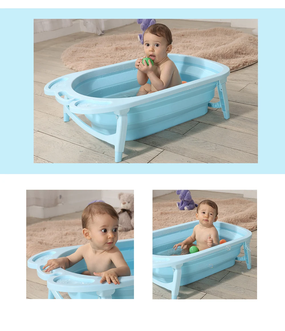 3 цвета, портативная складная детская ванна, большой размер, нескользящая подошва, нетоксичный материал, Детская ванна, ведро для купания