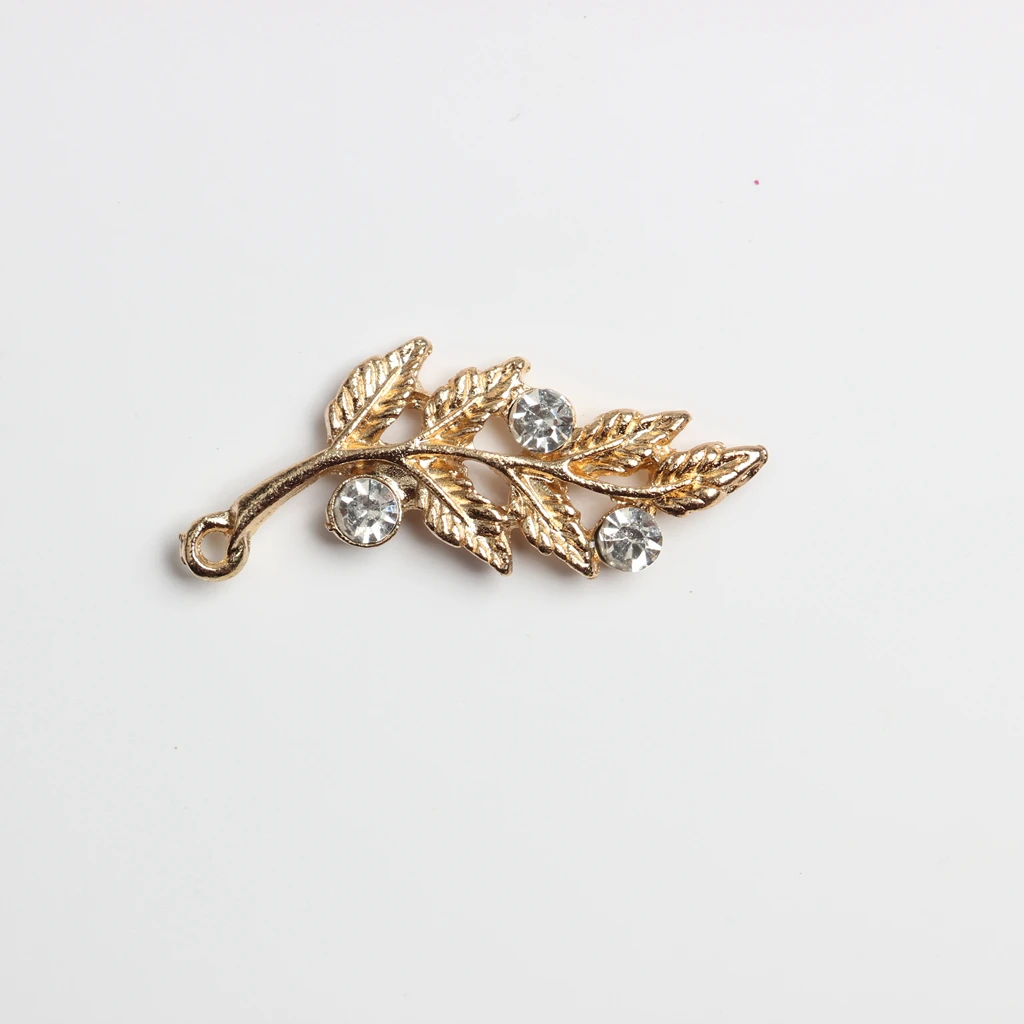 New 10pcs Leaf Rhinestone Button Flatback Embellishment Craft for Bridal DIY