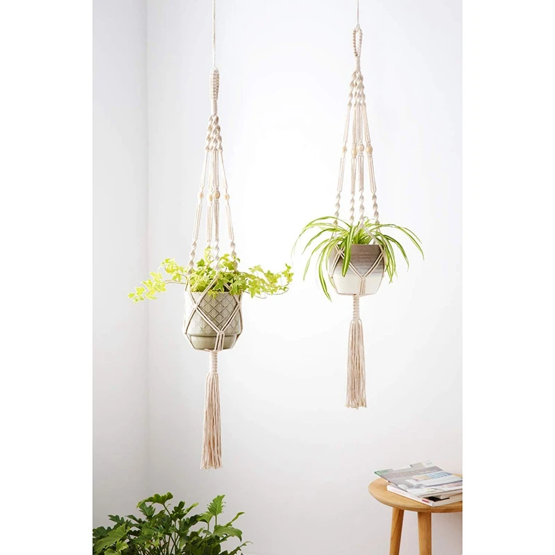 

Hot Sale Hanging Baskets Macrame Plant Hanger Flower Pot Holder Hanger Wall Decoration Countyard Garden Jute Rope Braided Craft