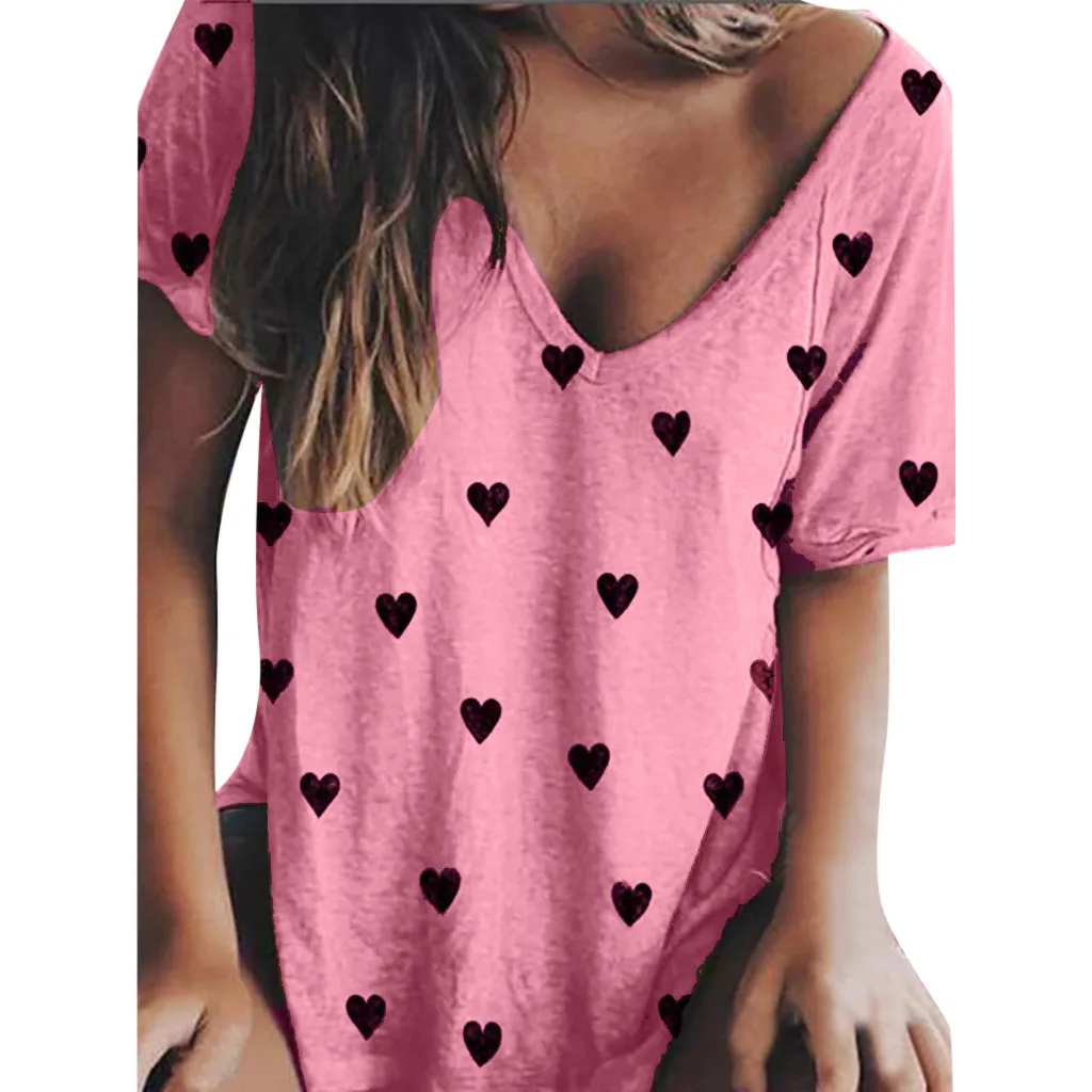 Женская блузка Футболка Новая мода для девочек женские летние повседневные топы с принтом Футболки с коротким рукавом Блузка - Цвет: PK