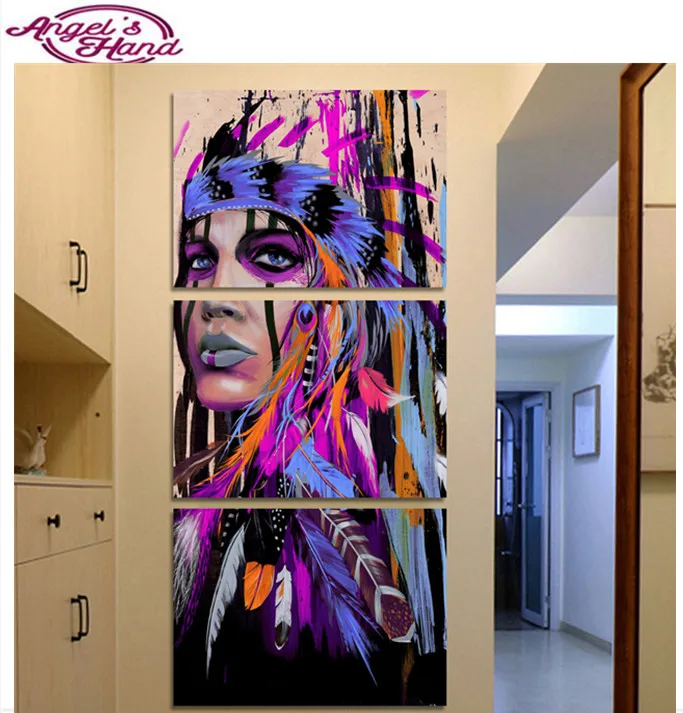 

5d DIY diamond painting Native American Indian Girl Feathered cross stitch diamond embroidery diamond Rhinestones diamond crafts