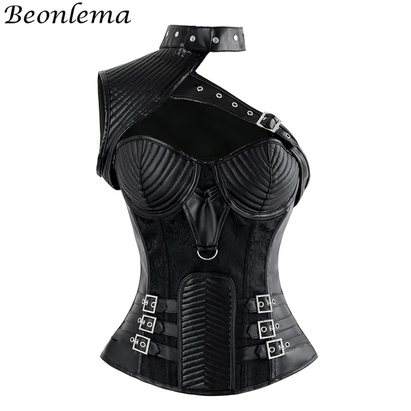 Cena Steampunk Gothic gorset gorset Maelstrom gorset PU skórzany łańcuszek gotycki talia gorset corsett (2 szt. Zestaw)