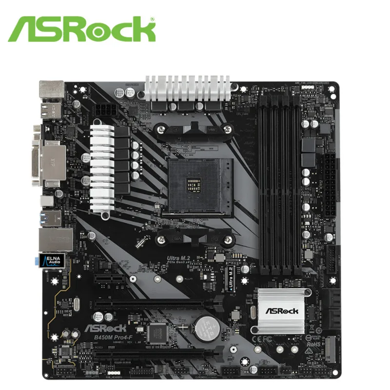 Полный ASRock B450M Pro4-F настольная игра поддерживает 2200G 2600X 2700X