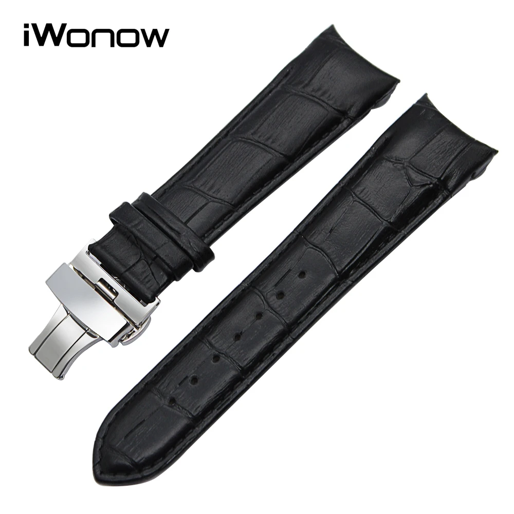Top Layer Genuine Leather Watchband 22 23 24mm for Tissot T035 Replacement Watch Band Steel Butterfly