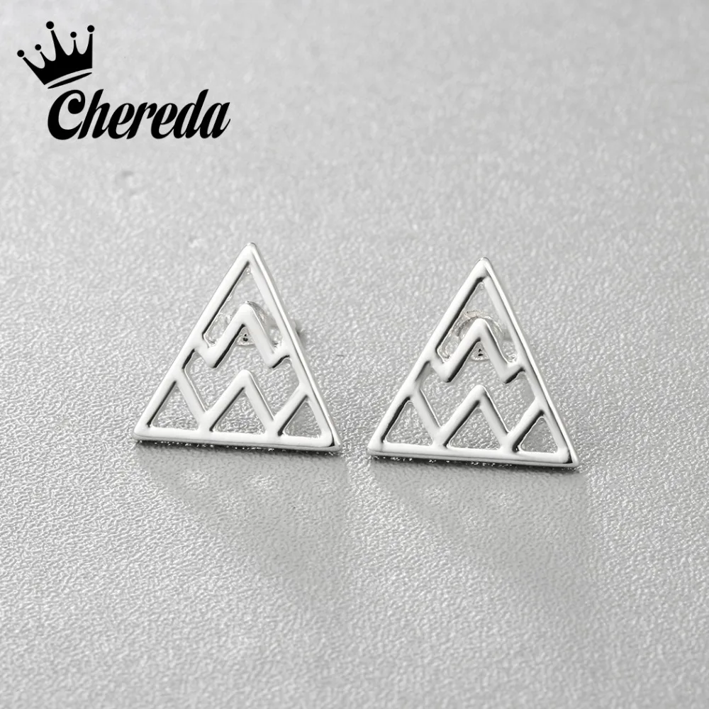 Chereda Alloy Classic Triangle Geometric Stud Earrings Fashion Women Men Jewelry Silver Gold Color Earring Fine Small Girl Ears | Украшения