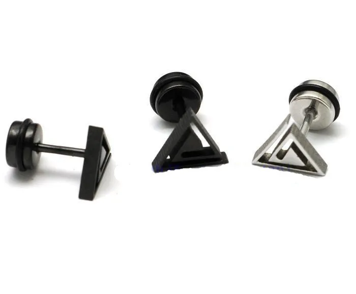 New Arrival Fashion Cutout triangle stud earring boys earrings