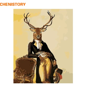 

CHENISTORY Gentleman Mr Deer DIY Painting By Numbers Handpainted Animals Paint By Numbers Kits Home Wall Art Picture Christmas