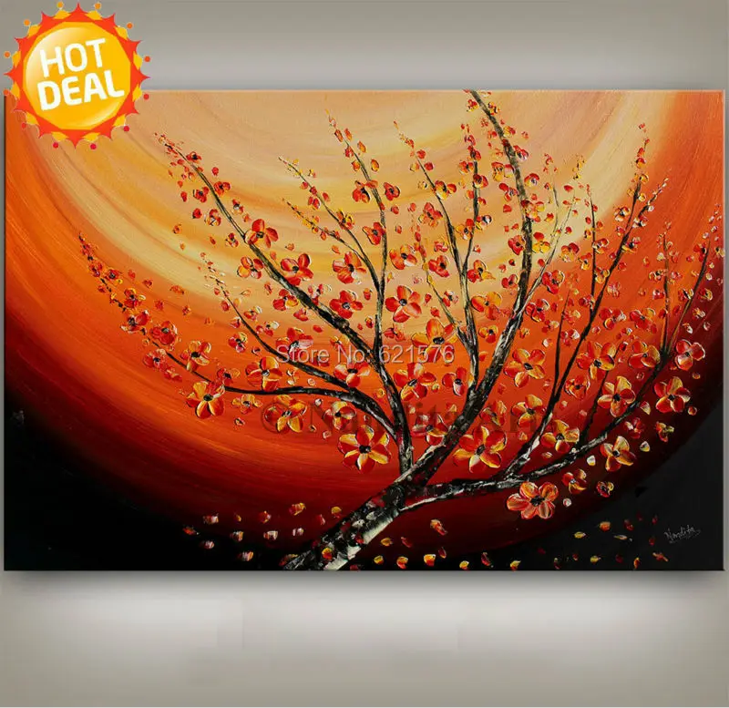 Orange Wall Art aliexpress : buy hand painted modern orange red plum blossom Orange Wall Art aliexpress : buy hand painted modern orange red plum blossom