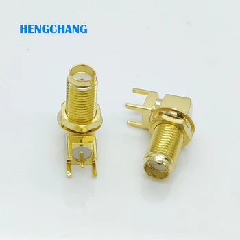 

10pcs/lot gold plated SMA Adapter PCB Mount SMA Female Right Angle Coaxial RF SMA Connector 19mm lontg type