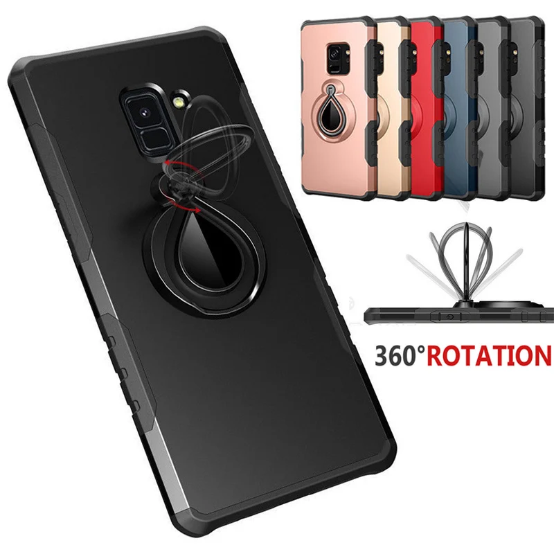 

Metal 360 Finger Ring Holder Car Cover For Samsung Galaxy S7 edge S8 S9 Plus Note 8 A3 A5 2017 Luxury Shockproof Case