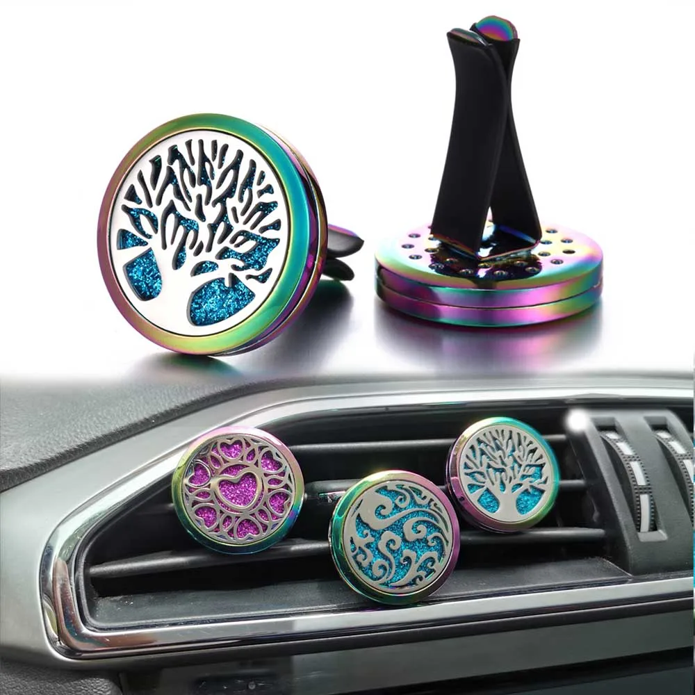 

New Colorful Aroma Essential Oil Diffuser Car Clip Tree of Life Aromatherapy Diffuser Necklace Car Air Freshener Perfume Lockets