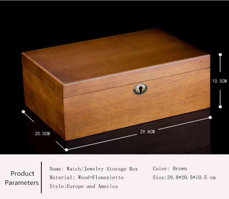Европейская деревянная коробка для часов с замком, мужской Деревянный чехол для хранения часов, коричневые фирменные коробки для часов, Подарочная коробка для ювелирных изделий W058
