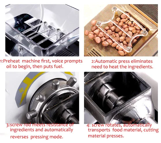 Масляный Пресс бытовой электрический Интеллектуальный автоматический Подсолнечник горячего и холодного отжима льна 530WPure медный мотор 500 г арахис 7 минут