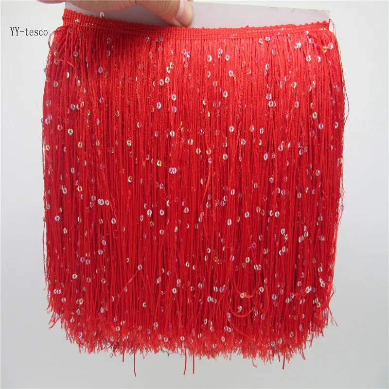 1 Yards/lot 20CM Long Lace Fringe Trim Tassel Red Fringe Trimming For Diy Latin Dress Stage
