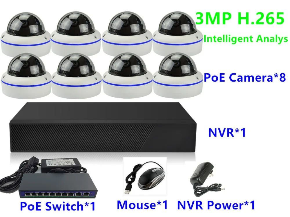 8CH/4CH IP 5.0MP 3.0MP H.265 Antiriot купольный комплект наблюдения камера 48 В PoE NVR сетевой