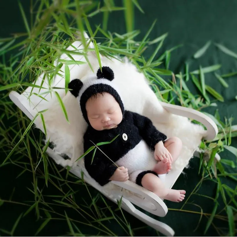 

Newborn Photography Prop Posing Bed Chair Accessoire Bebe Photo Creative Assembled Wood Rocking Chair Newborn Props for Shooting